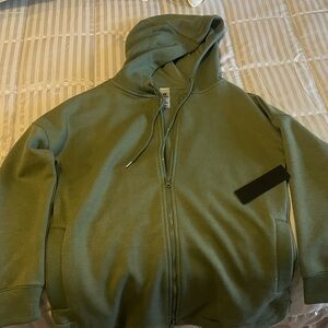 Green ribbed Zip-Up Hoodie